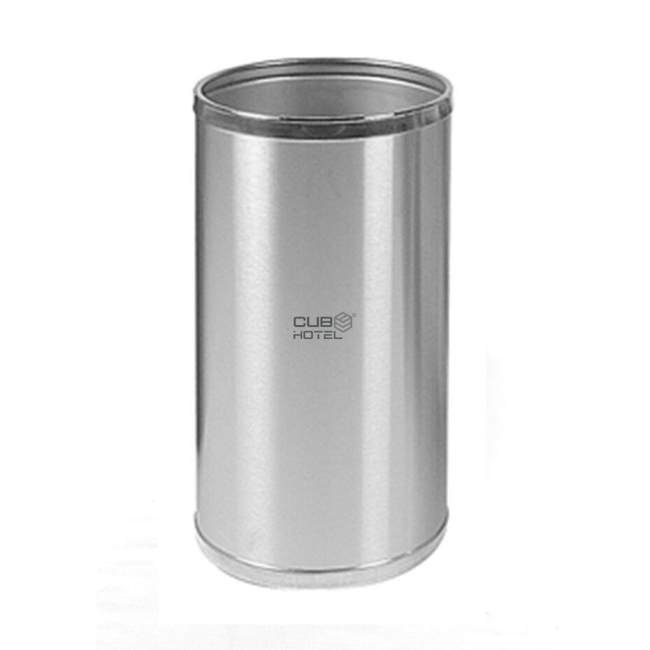 Tall Round Brushed Stainless Steel Waste Bin